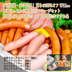 家計応援・赤字覚悟！驚きの35％オフ！新登場!肉感タップリ！5種類